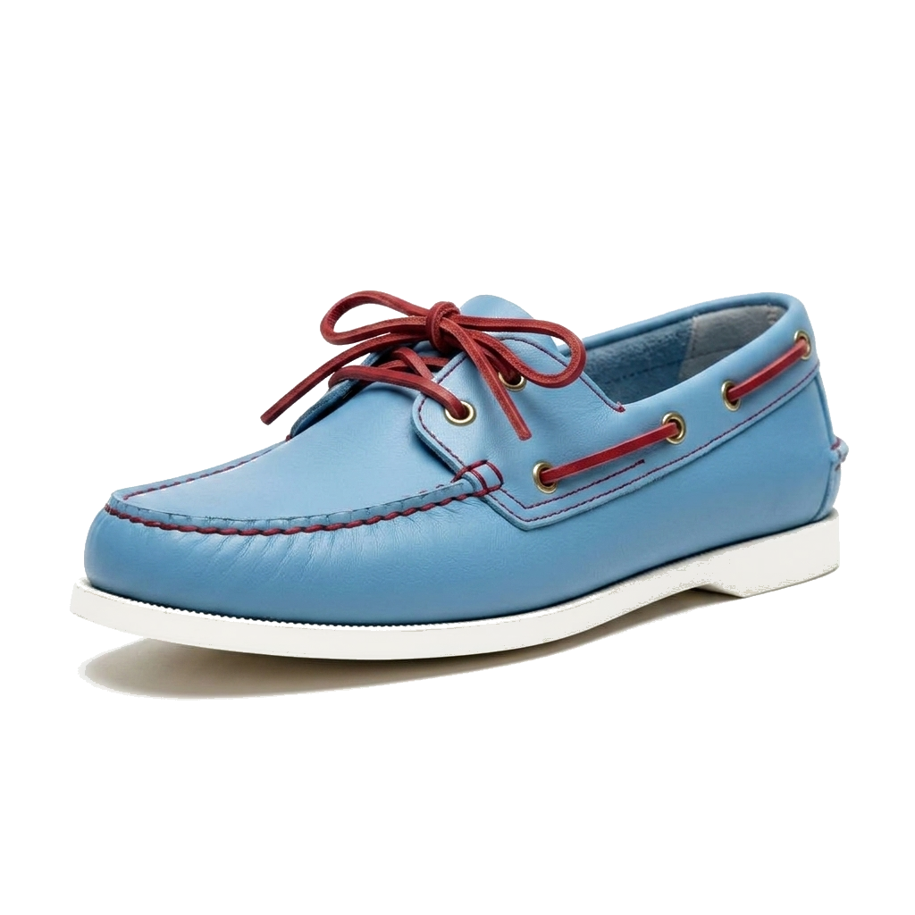 Yacht Daddy's boat shoe in powder blue and red